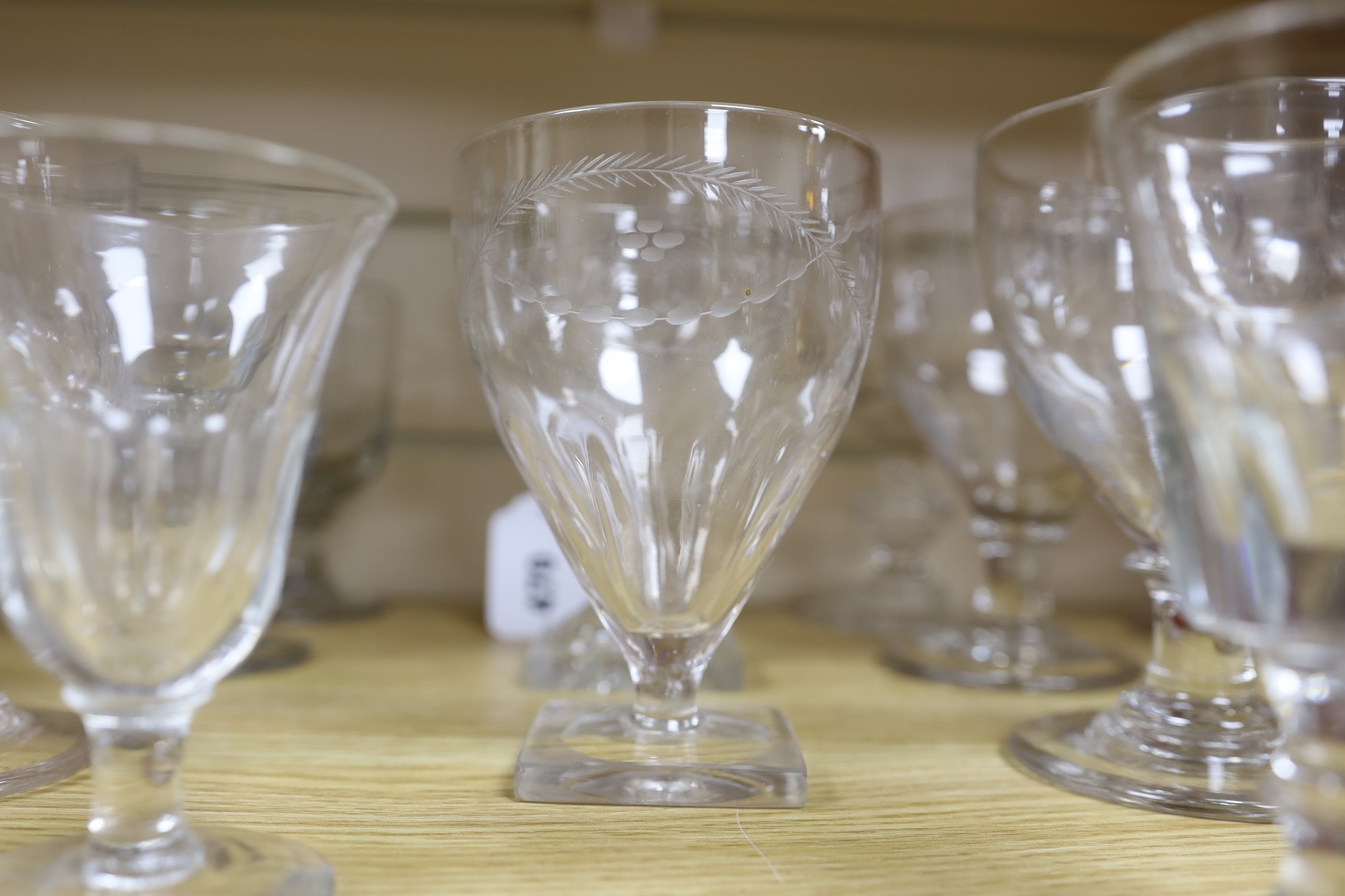 A group of Georgian glass rummers and other drinking glasses